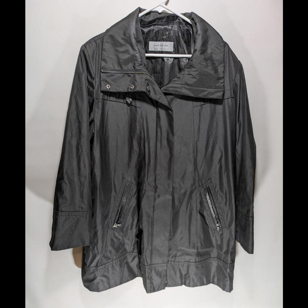 Mens Marc New York Andrew Marc Field Black Utility Windbreaker Rain‎ Jacket XL